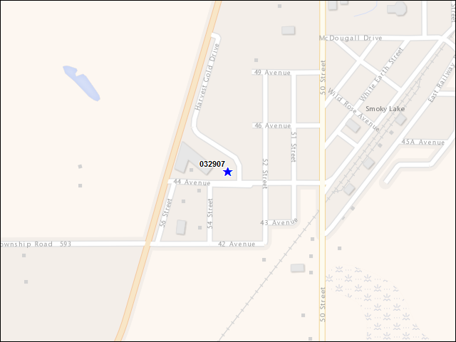 Une carte de la zone qui entoure immédiatement le bâtiment numéro 032907