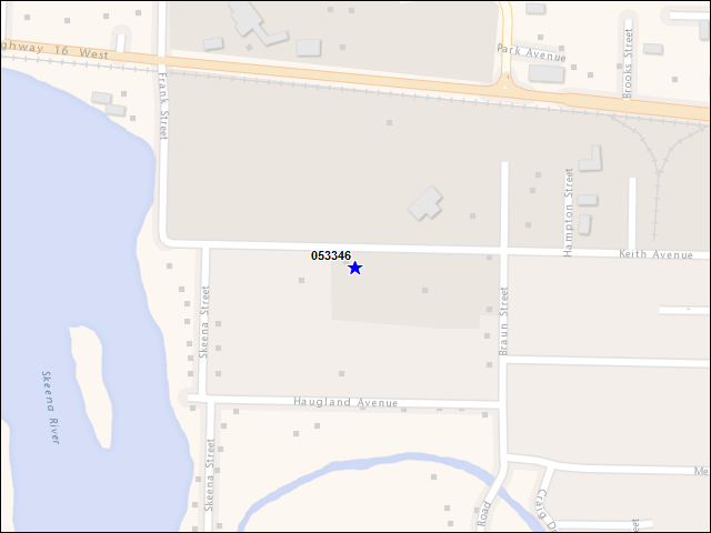 Une carte de la zone qui entoure immédiatement le bâtiment numéro 053346