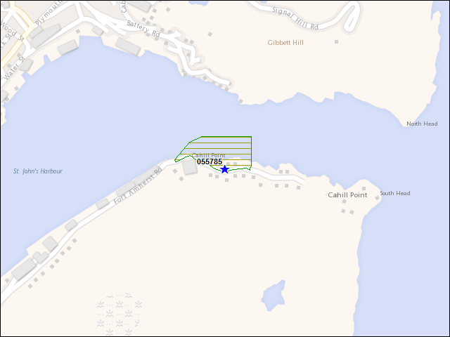 Une carte de la zone qui entoure immédiatement le bâtiment numéro 055785