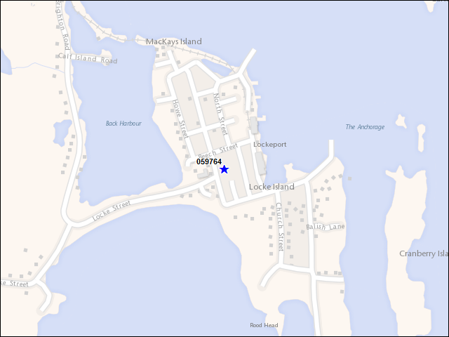 Une carte de la zone qui entoure immédiatement le bâtiment numéro 059764