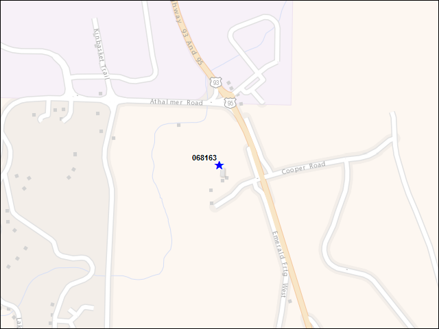 Une carte de la zone qui entoure immédiatement le bâtiment numéro 068163