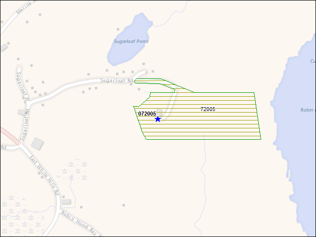 Une carte de la zone qui entoure immédiatement le bâtiment numéro 072005