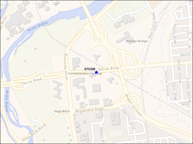 Une carte de la zone qui entoure immédiatement le bâtiment numéro 075300