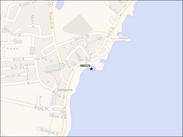 Une carte de la zone qui entoure immédiatement le bâtiment numéro 080529