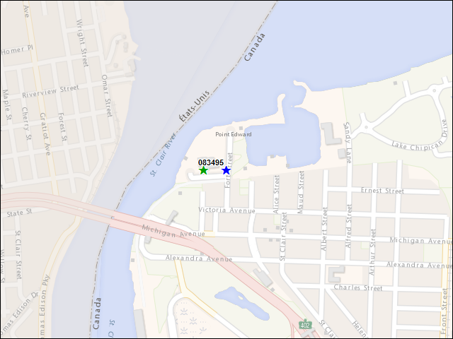 Une carte de la zone qui entoure immédiatement le bâtiment numéro 083495
