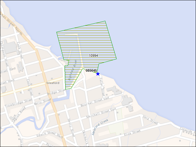 Une carte de la zone qui entoure immédiatement le bâtiment numéro 085645