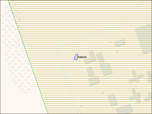 Une carte de la zone qui entoure immédiatement le bâtiment numéro 100536