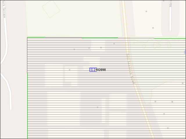 Une carte de la zone qui entoure immédiatement le bâtiment numéro 102898