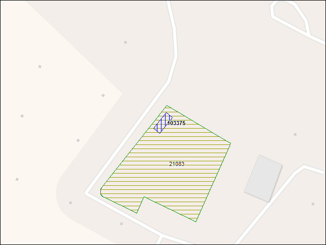 Une carte de la zone qui entoure immédiatement le bâtiment numéro 103375