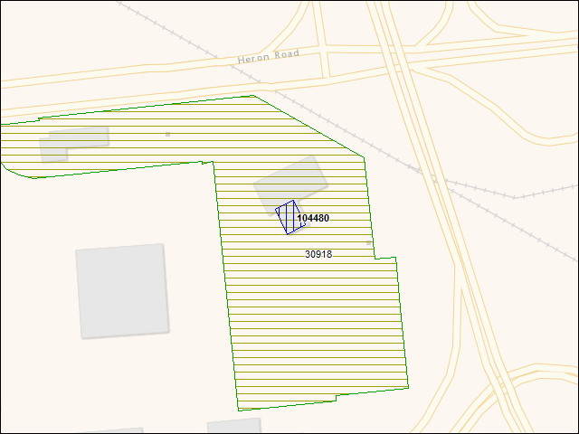 Une carte de la zone qui entoure immédiatement le bâtiment numéro 104480