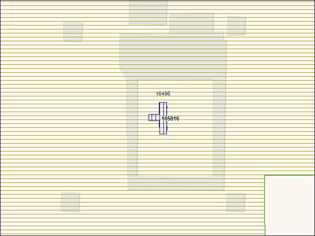 Une carte de la zone qui entoure immédiatement le bâtiment numéro 105816