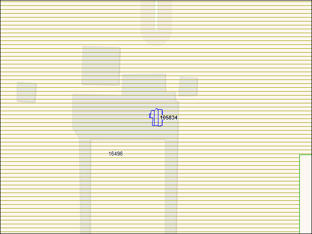 Une carte de la zone qui entoure immédiatement le bâtiment numéro 105834