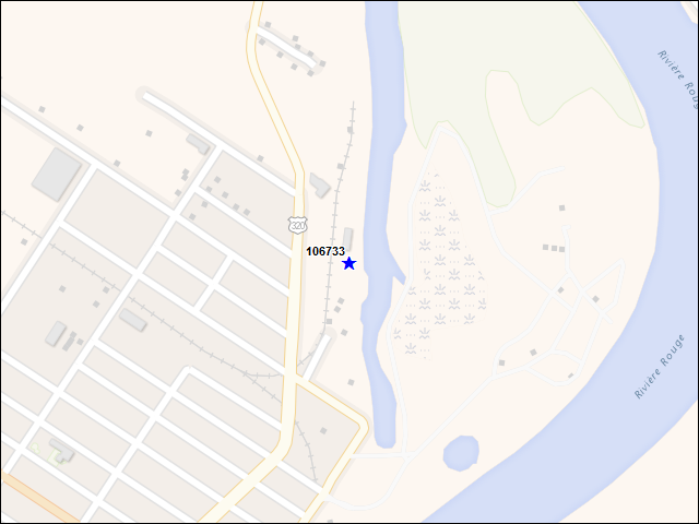 Une carte de la zone qui entoure immédiatement le bâtiment numéro 106733