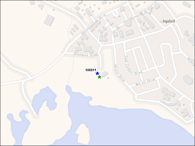 Une carte de la zone qui entoure immédiatement le bâtiment numéro 106811