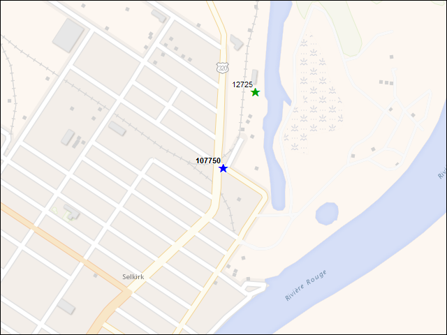 Une carte de la zone qui entoure immédiatement le bâtiment numéro 107750
