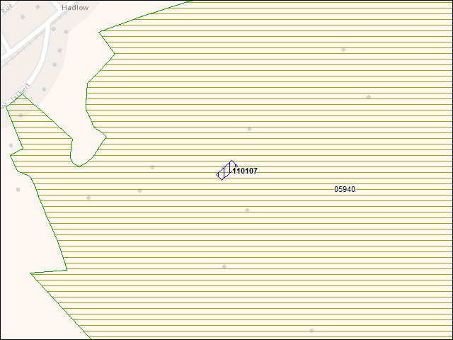 Une carte de la zone qui entoure immédiatement le bâtiment numéro 110107