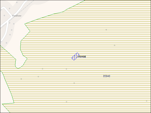 Une carte de la zone qui entoure immédiatement le bâtiment numéro 110108