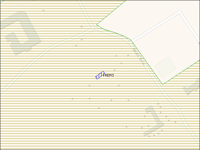 Une carte de la zone qui entoure immédiatement le bâtiment numéro 110213