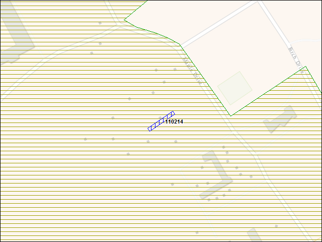 Une carte de la zone qui entoure immédiatement le bâtiment numéro 110214