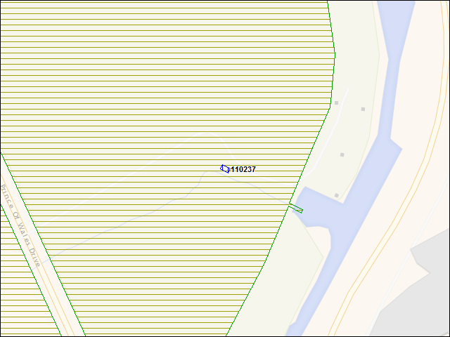 Une carte de la zone qui entoure immédiatement le bâtiment numéro 110237