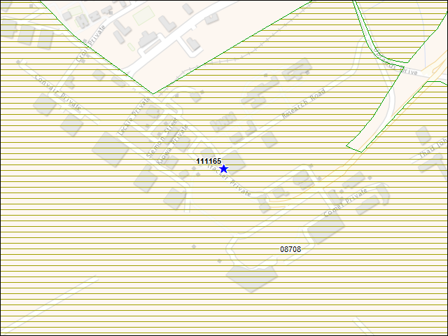 Une carte de la zone qui entoure immédiatement le bâtiment numéro 111165