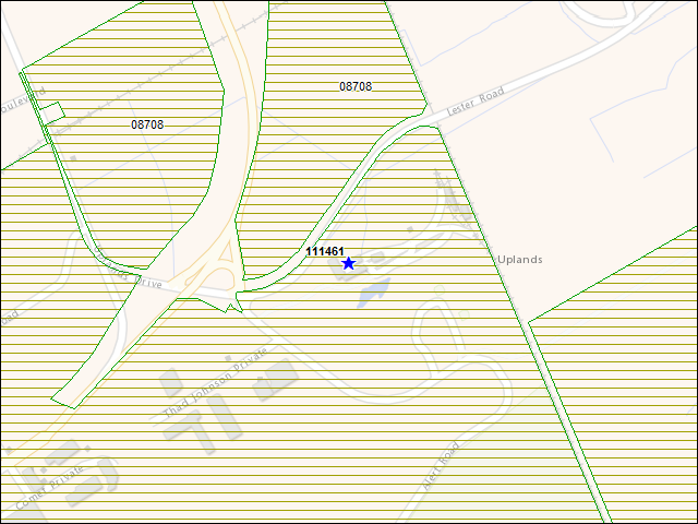 Une carte de la zone qui entoure immédiatement le bâtiment numéro 111461