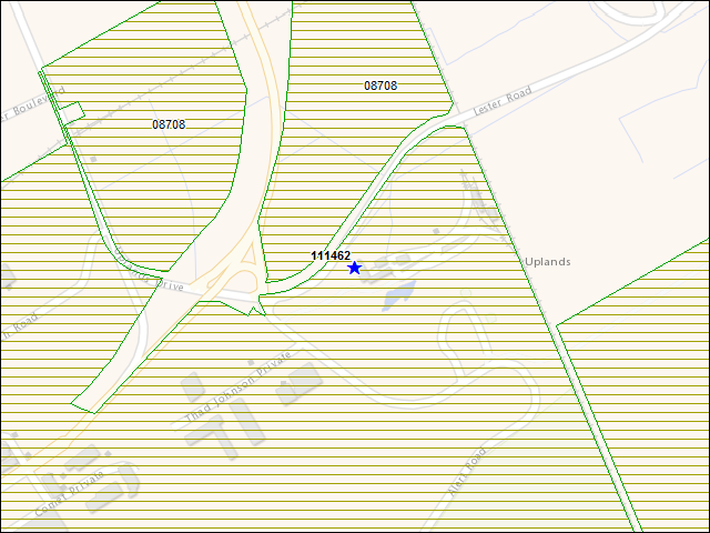 Une carte de la zone qui entoure immédiatement le bâtiment numéro 111462