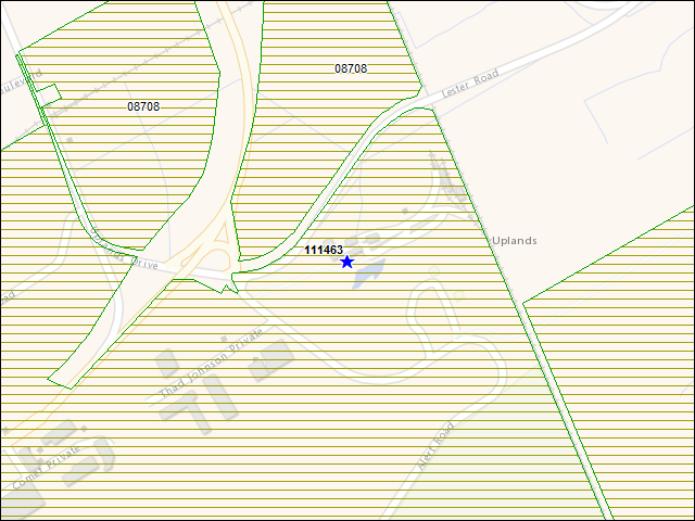 Une carte de la zone qui entoure immédiatement le bâtiment numéro 111463