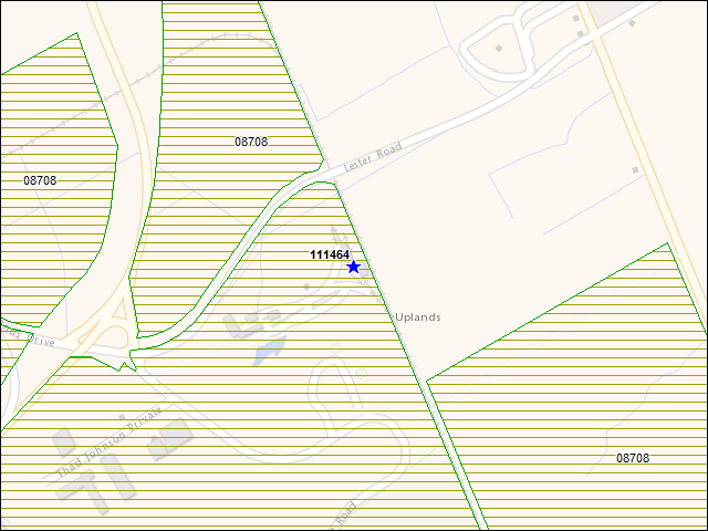 Une carte de la zone qui entoure immédiatement le bâtiment numéro 111464