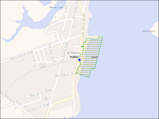 Une carte de la zone qui entoure immédiatement le bâtiment numéro 112022