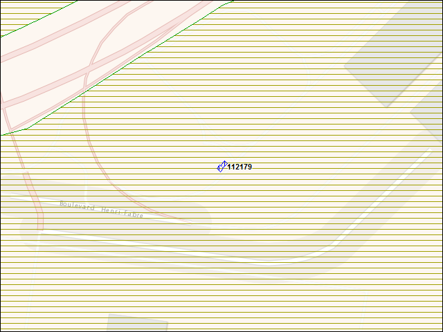 Une carte de la zone qui entoure immédiatement le bâtiment numéro 112179