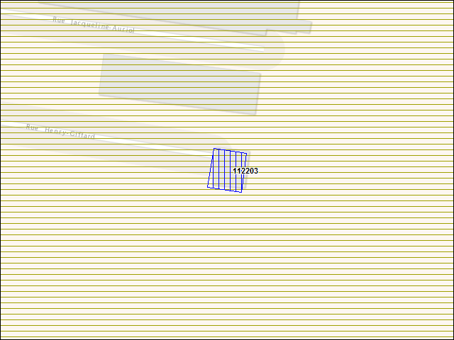 Une carte de la zone qui entoure immédiatement le bâtiment numéro 112203