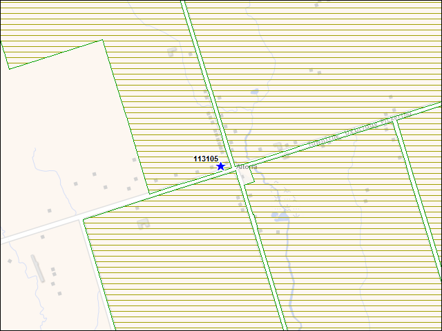 Une carte de la zone qui entoure immédiatement le bâtiment numéro 113105