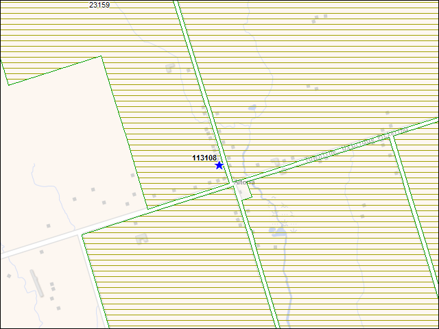 Une carte de la zone qui entoure immédiatement le bâtiment numéro 113108