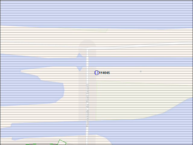 Une carte de la zone qui entoure immédiatement le bâtiment numéro 114045