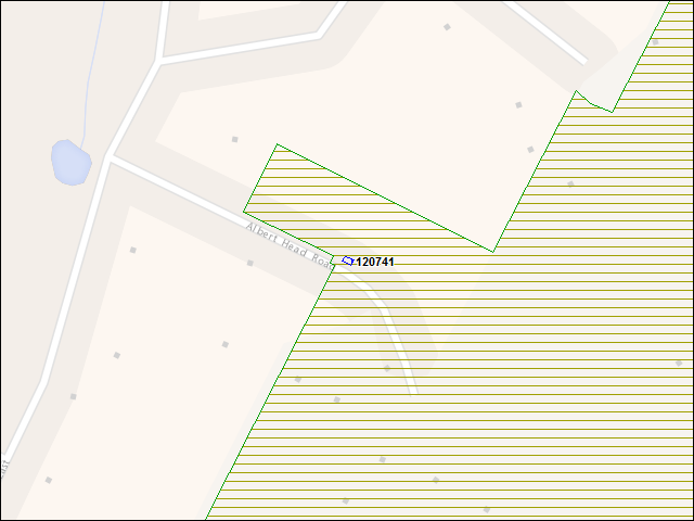 Une carte de la zone qui entoure immédiatement le bâtiment numéro 120741