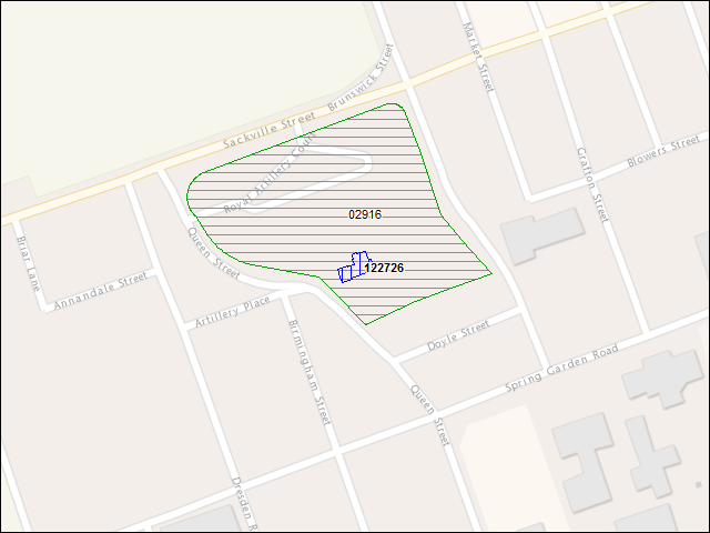Une carte de la zone qui entoure immédiatement le bâtiment numéro 122726