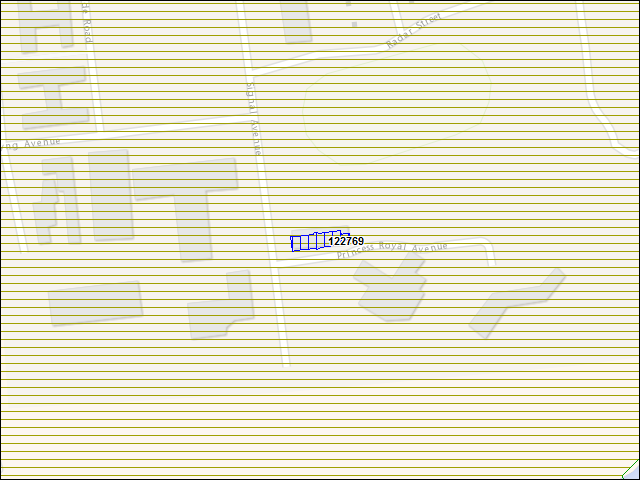 Une carte de la zone qui entoure immédiatement le bâtiment numéro 122769