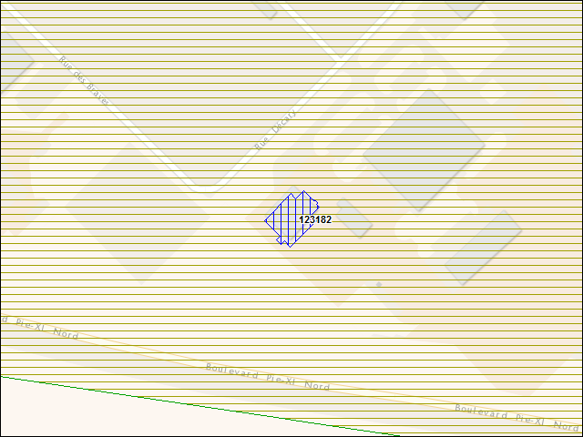 Une carte de la zone qui entoure immédiatement le bâtiment numéro 123182