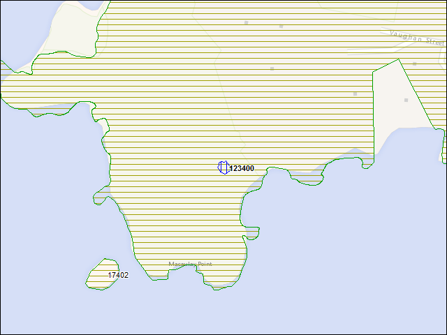 Une carte de la zone qui entoure immédiatement le bâtiment numéro 123400