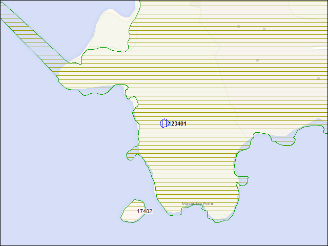 Une carte de la zone qui entoure immédiatement le bâtiment numéro 123401