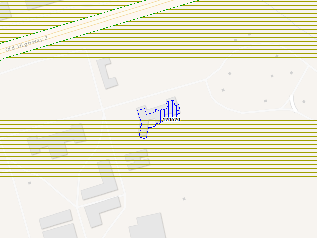 Une carte de la zone qui entoure immédiatement le bâtiment numéro 123520