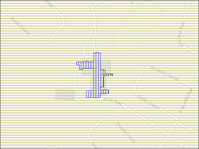 Une carte de la zone qui entoure immédiatement le bâtiment numéro 123770