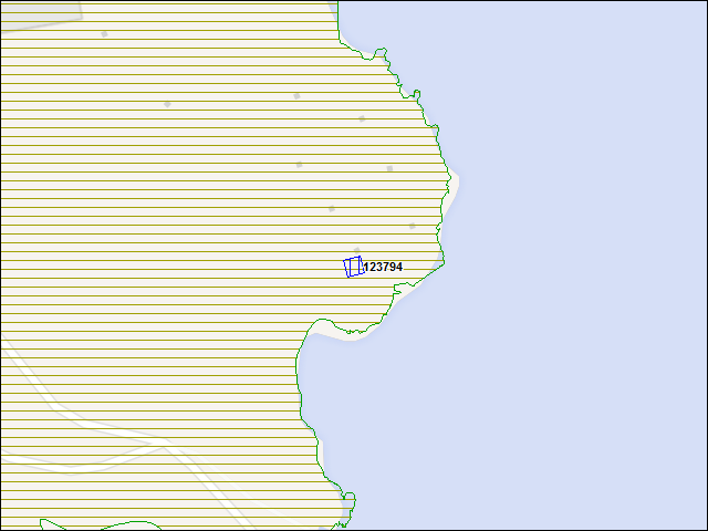 Une carte de la zone qui entoure immédiatement le bâtiment numéro 123794