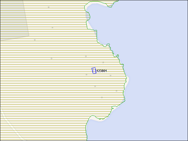 Une carte de la zone qui entoure immédiatement le bâtiment numéro 123801