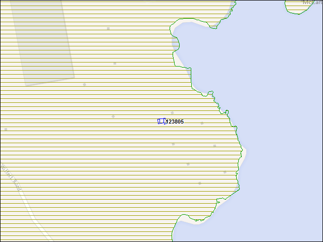 Une carte de la zone qui entoure immédiatement le bâtiment numéro 123805