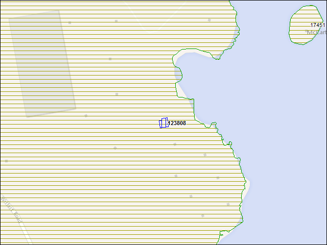 Une carte de la zone qui entoure immédiatement le bâtiment numéro 123808