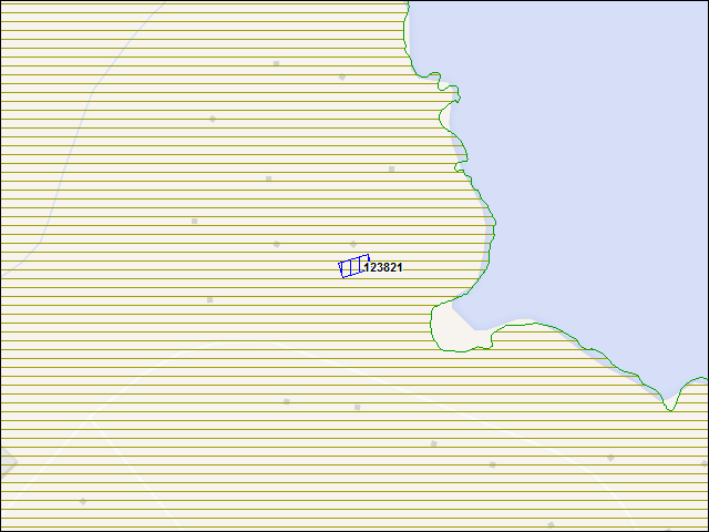 Une carte de la zone qui entoure immédiatement le bâtiment numéro 123821