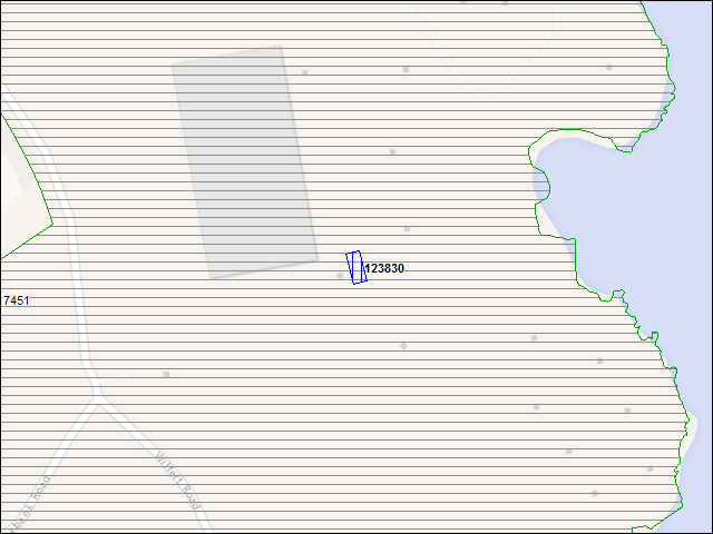 Une carte de la zone qui entoure immédiatement le bâtiment numéro 123830