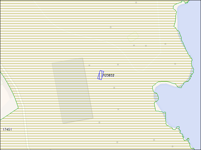 Une carte de la zone qui entoure immédiatement le bâtiment numéro 123832